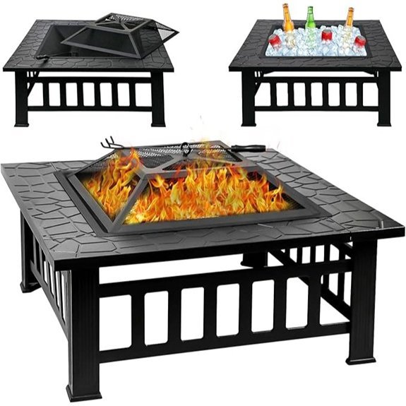 32 inch fire pit table details poker spark screen