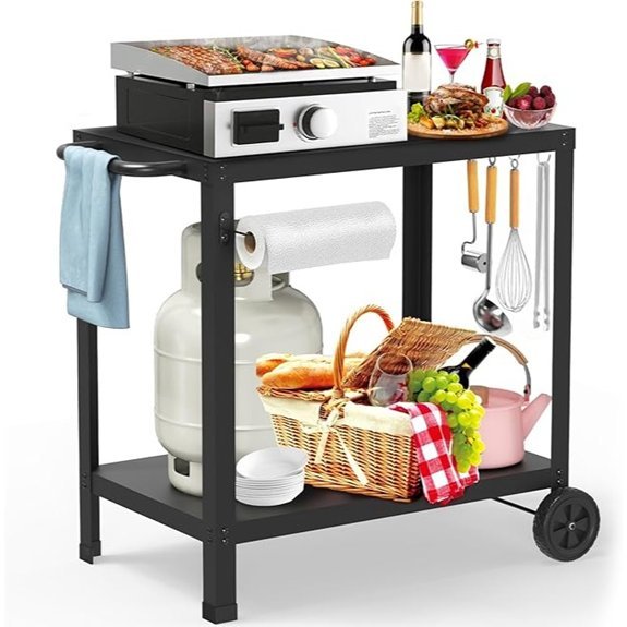 32x20 double shelves outdoor grill cart