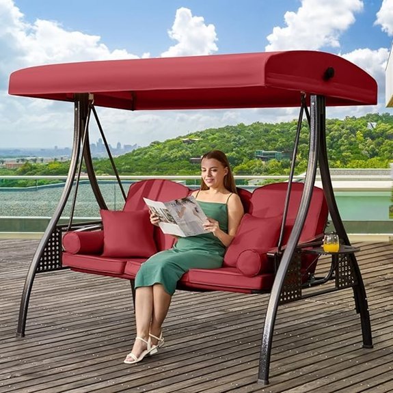 3 seat outdoor porch swing with canopy
