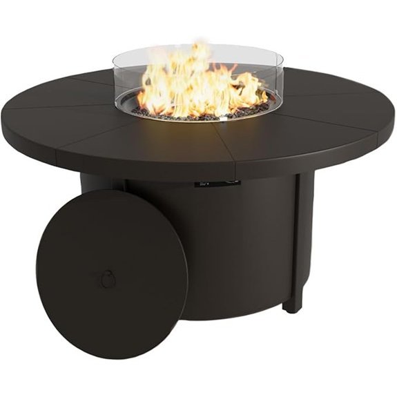 48 inch round propane fire pit with steel tabletop