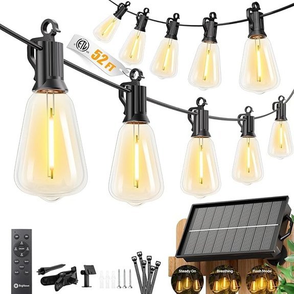 52ft solar string lights outdoor