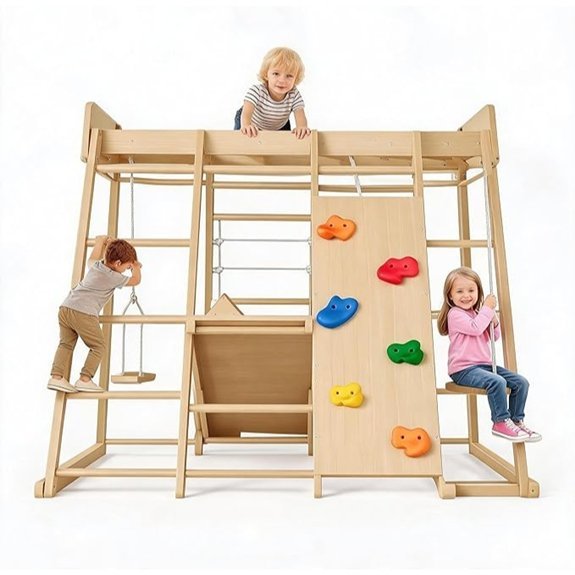 8 in 1 wooden jungle gym