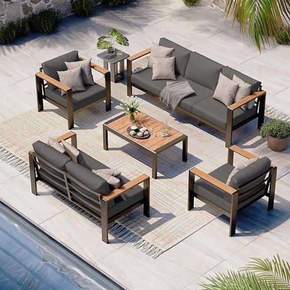 aluminum 5 piece patio set