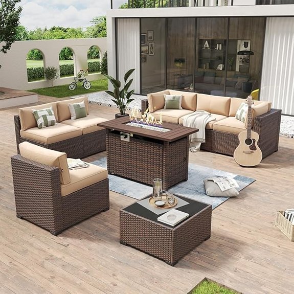 aoxun eight piece fire pit set