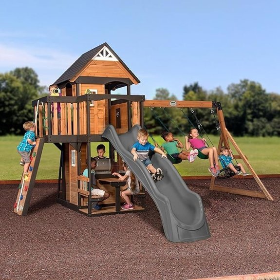 backyard cedar wood swing set