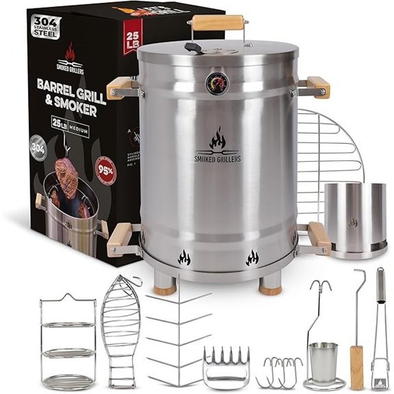 barrel smoker grill combo
