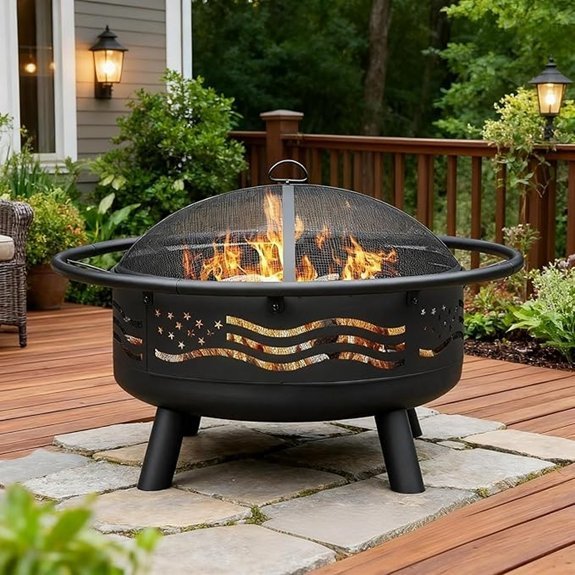 breezz 32 inch american flag fire pit