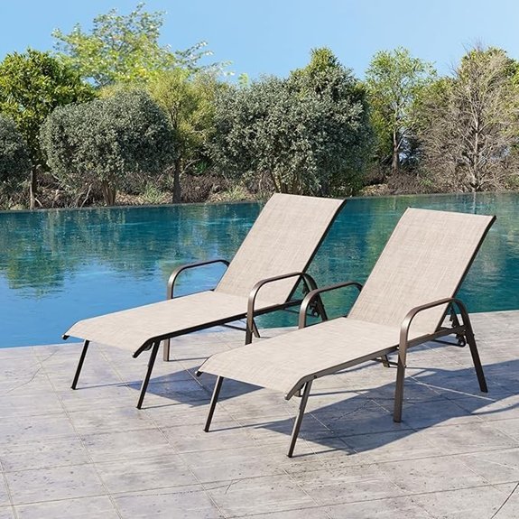 crestlive beige outdoor chaise lounge 2 pack