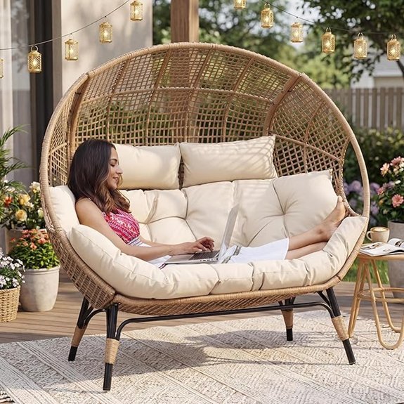 double egg chair with cushions