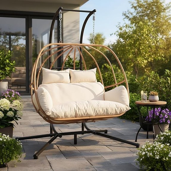 double egg swing chair with stand