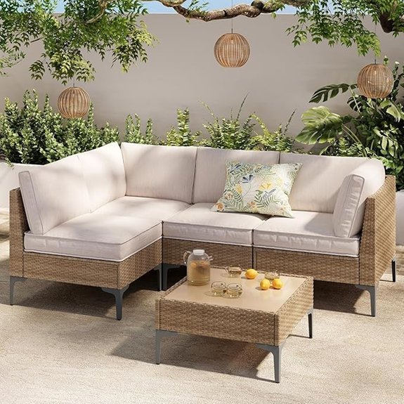 five piece wicker patio set cushions