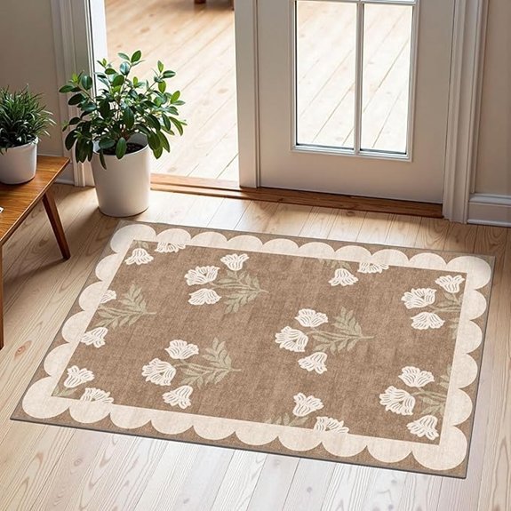 floral non slip washable mat