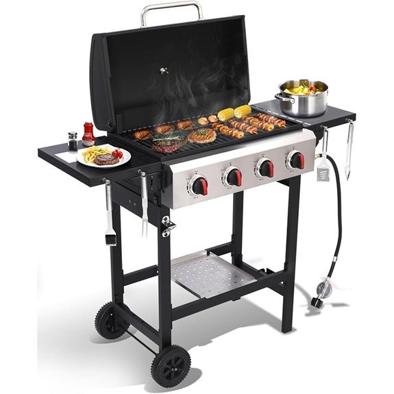 four burner propane grill with griddle