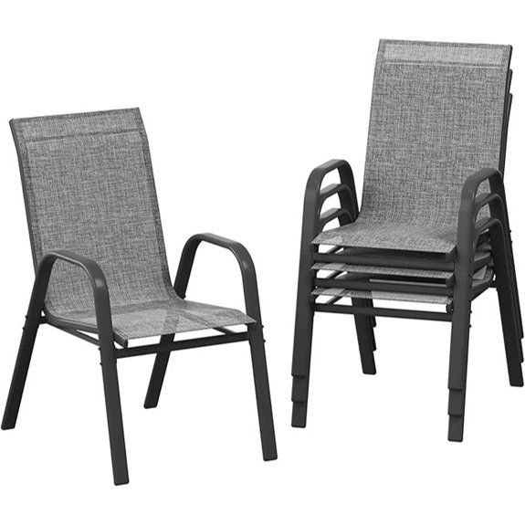 Garvee Outdoor Stackable Patio Chairs Set of 4 (Grey)