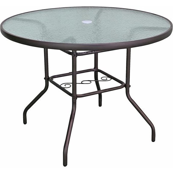 garden elements round outdoor dining table