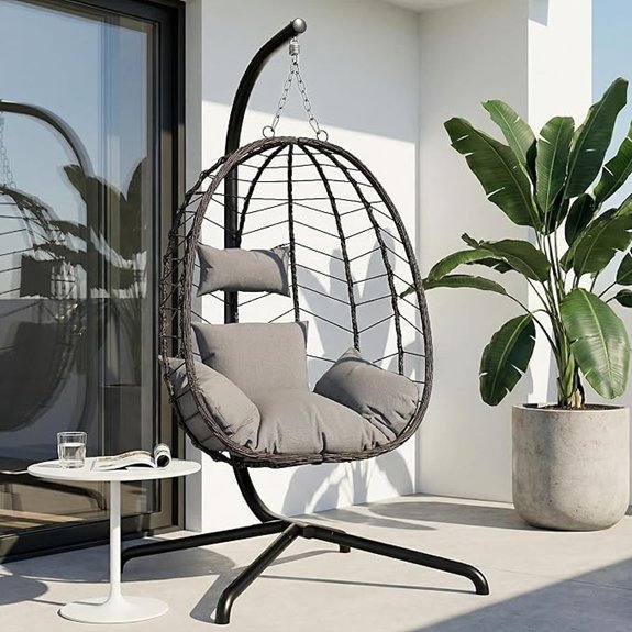 hanging egg chair brown grey