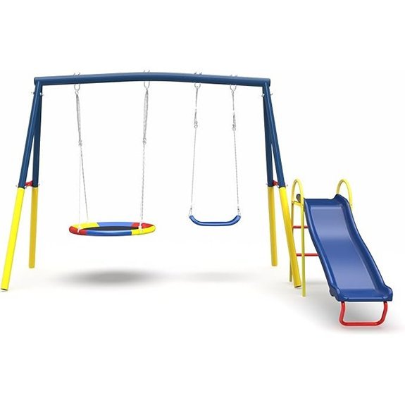 heavy duty metal swing set with slide