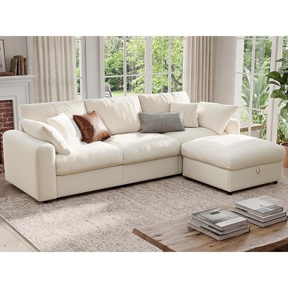 ihanherry beige storage ottoman sectional