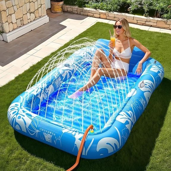 inflatable sprinkler tanning pool lounger
