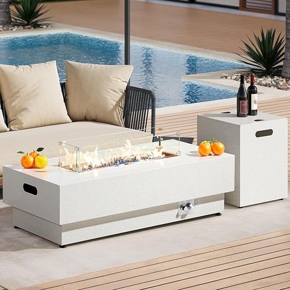 ironck propane fire pit table white