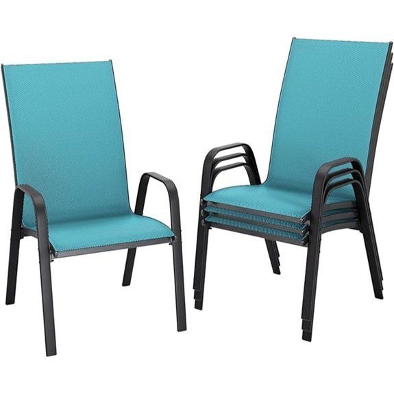 JEAREY Patio Dining Chairs Set of 4 Peacock Blue