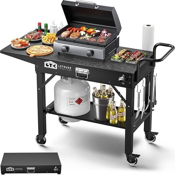 leteuke foldable grill cart