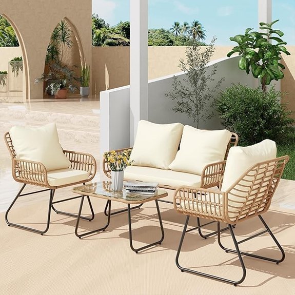 lex craft wicker patio set beige