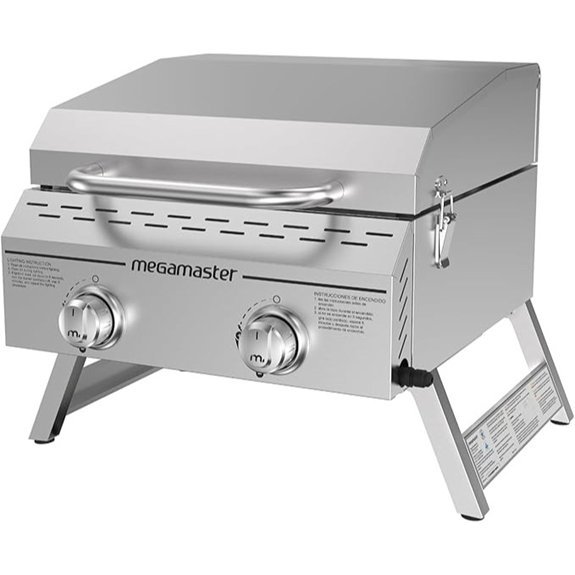 megamaster 2 burner portable stainless steel gas grill
