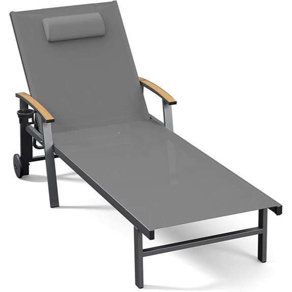 outdoor aluminum chaise lounge with wheels