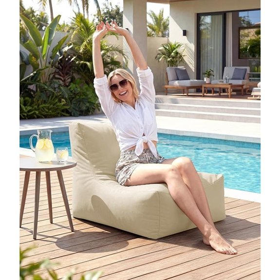 outdoor beige bean bag chair lounger