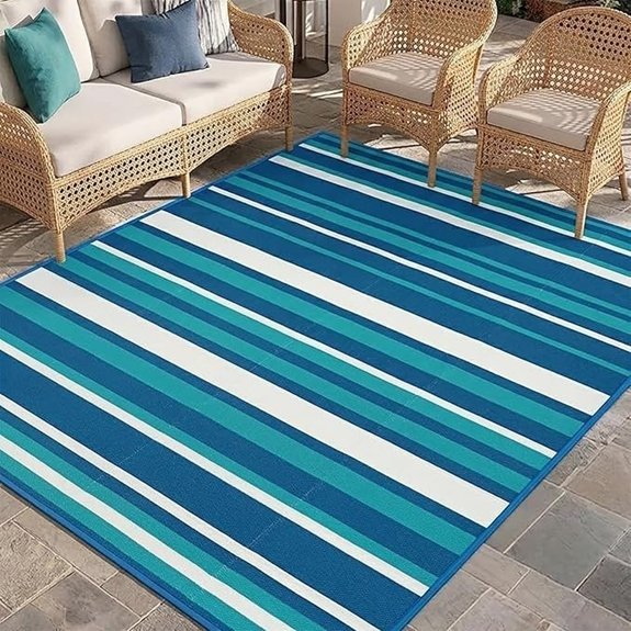 outdoor blue waterproof rug 5x8