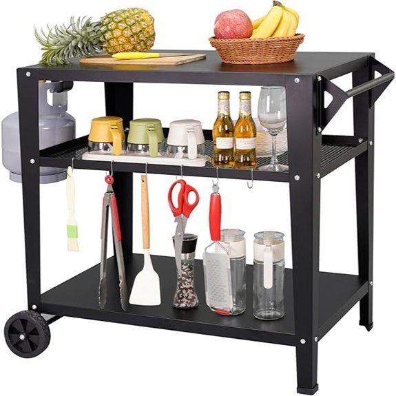 outdoor grill cart with wheels