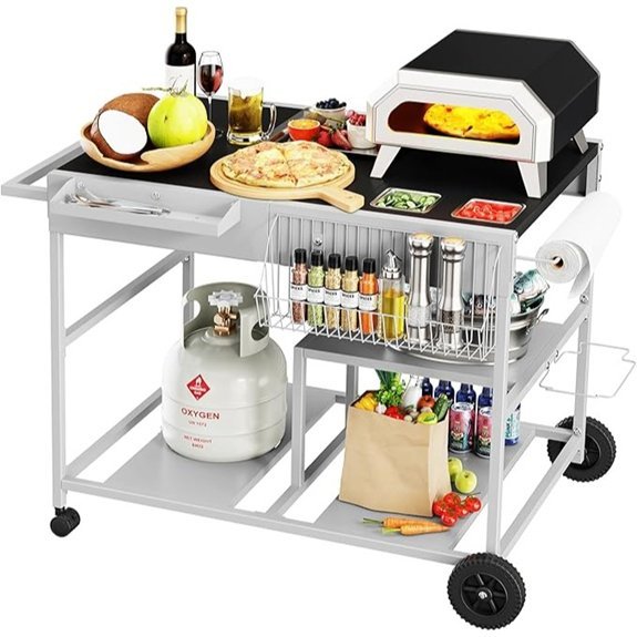 outdoor pizza oven stand condiment shelf