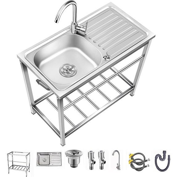 outdoor stainless steel sink with shelves