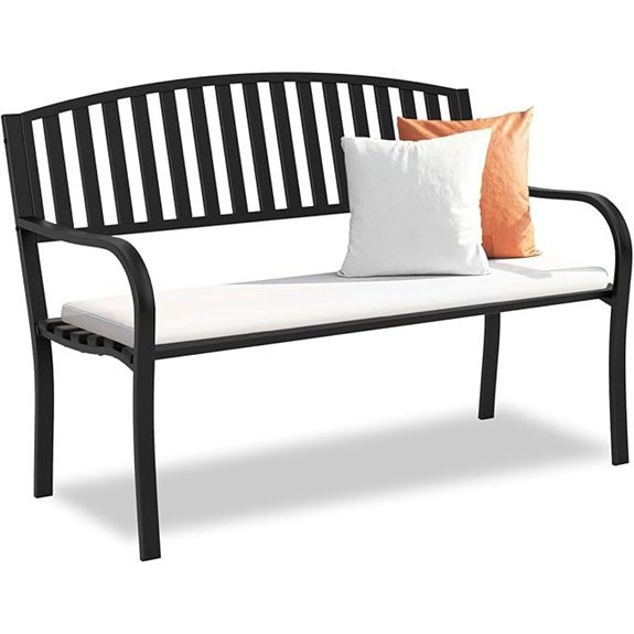 outdoor weatherproof wrought iron bench