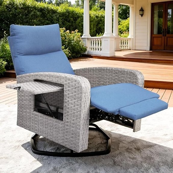 outdoor wicker patio recliner with adjustable backrest