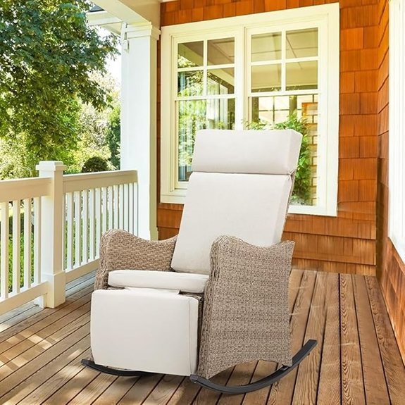 outdoor wicker recliner with extended footrest