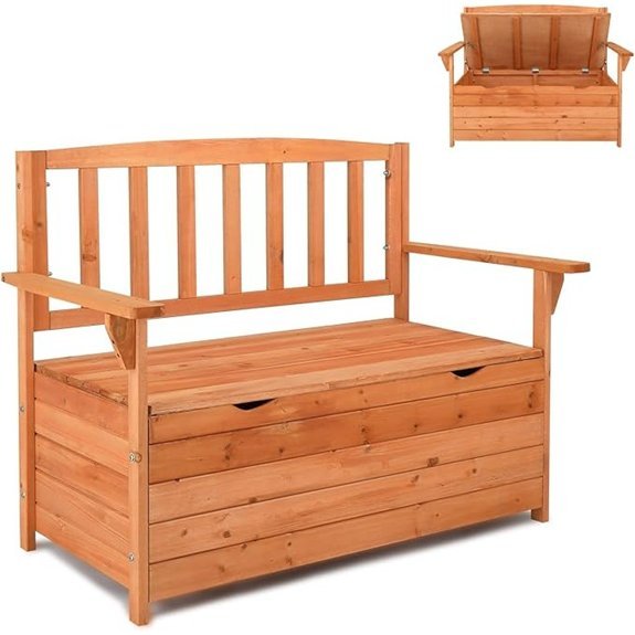 outdoor wooden storage bench