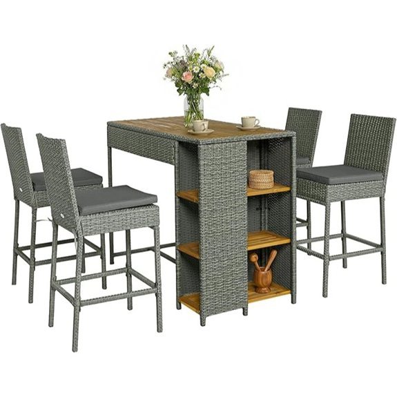 outsunny wicker bar set