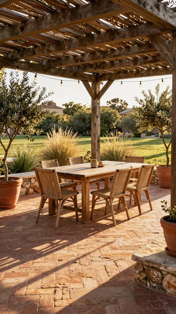 pergola covered paver dining retreat