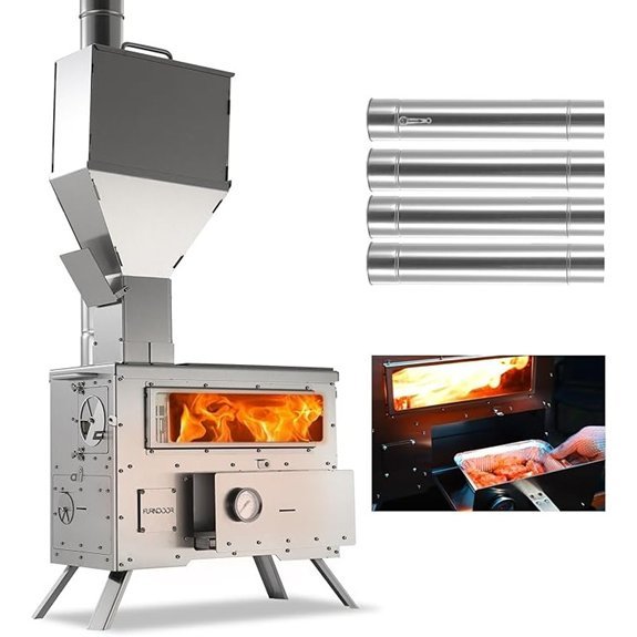 portable wood burning stove with oven