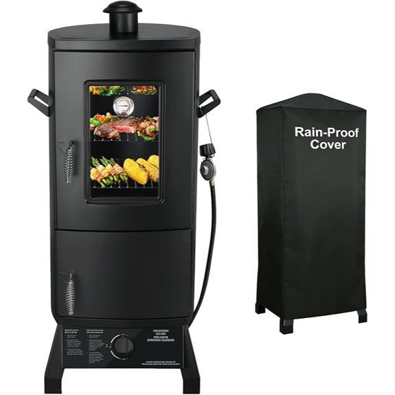 propane vertical smoker with shelves