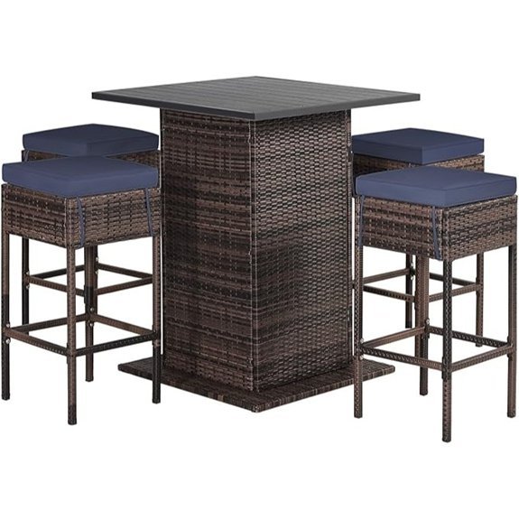 relaxed navy wicker bar set