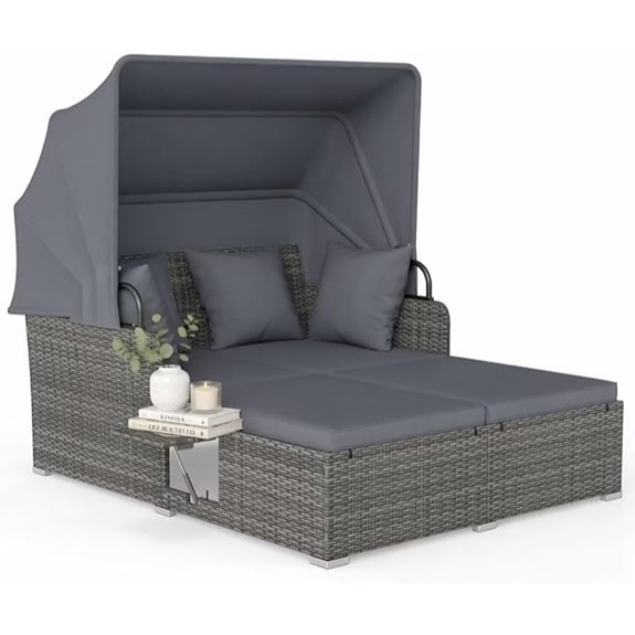 relaxed wicker patio daybed canopy