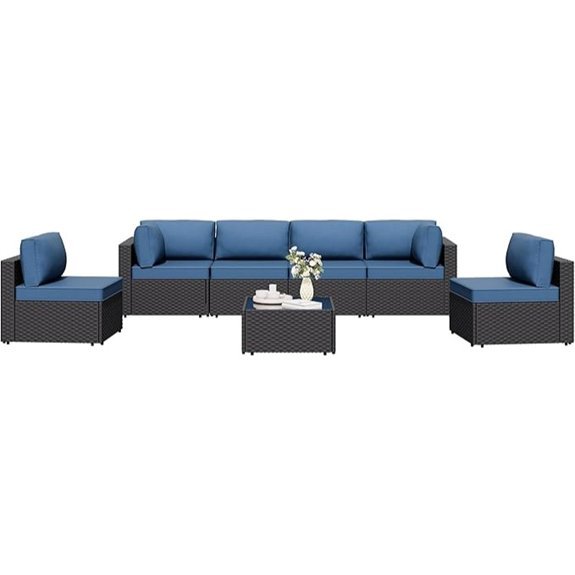 seven piece wicker patio sectional