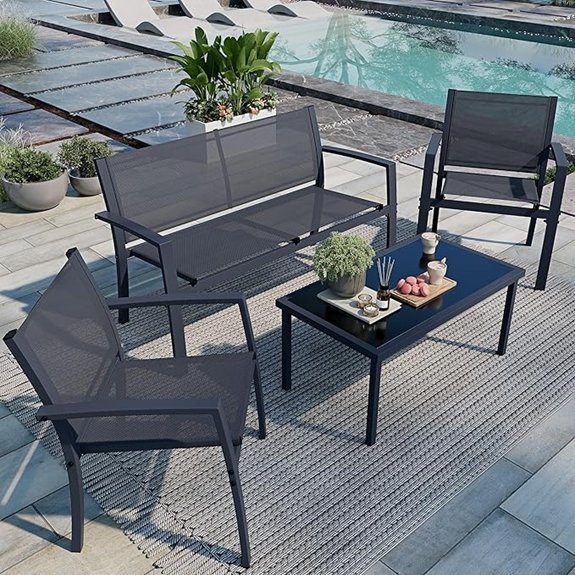 shintenchi gray glass coffee table set