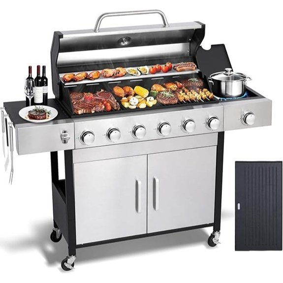 six burner propane grill with side burner