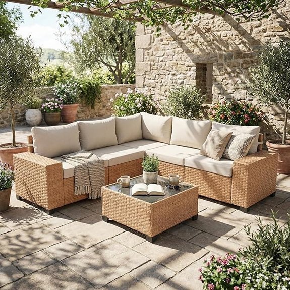 six piece outdoor wicker set overview