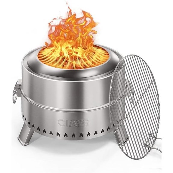 smokeless firepit with grill