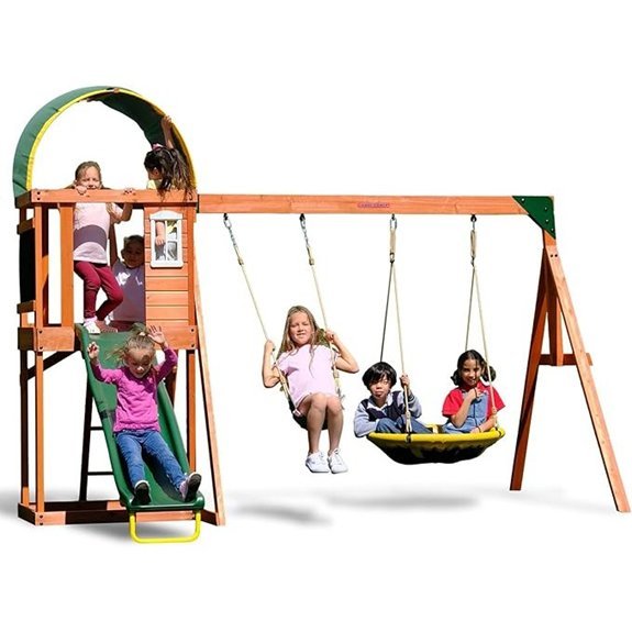 sportspower cedar wooden swing set